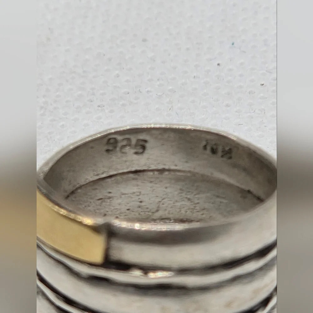 Sterling Silver 925 with Gold 18k Accent Ring Size 6.5 - Picture 6 of 6
